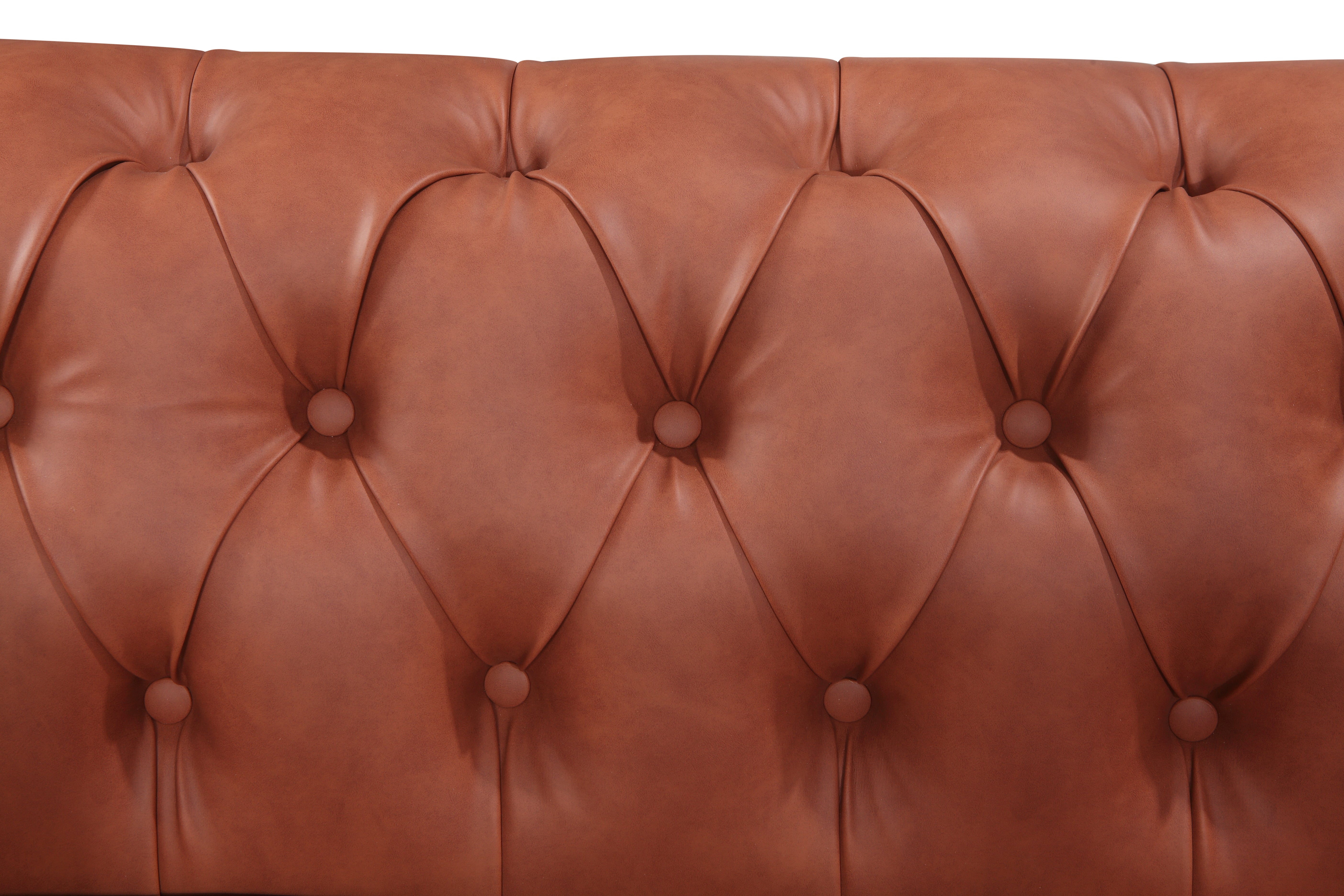 Madeline 3-Seater Faux Leather Sofa Lounge - Brown-Furniture > Sofas > Sofas & Sofa Beds-Nomica Living