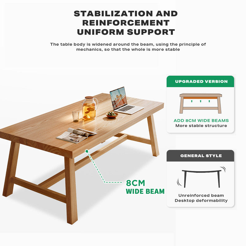 Premium Solid Wood Square Dining Table - 180cm Rustic Kitchen Centerpiece