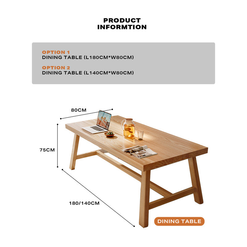 Premium Solid Wood Square Dining Table - 180cm Rustic Kitchen Centerpiece
