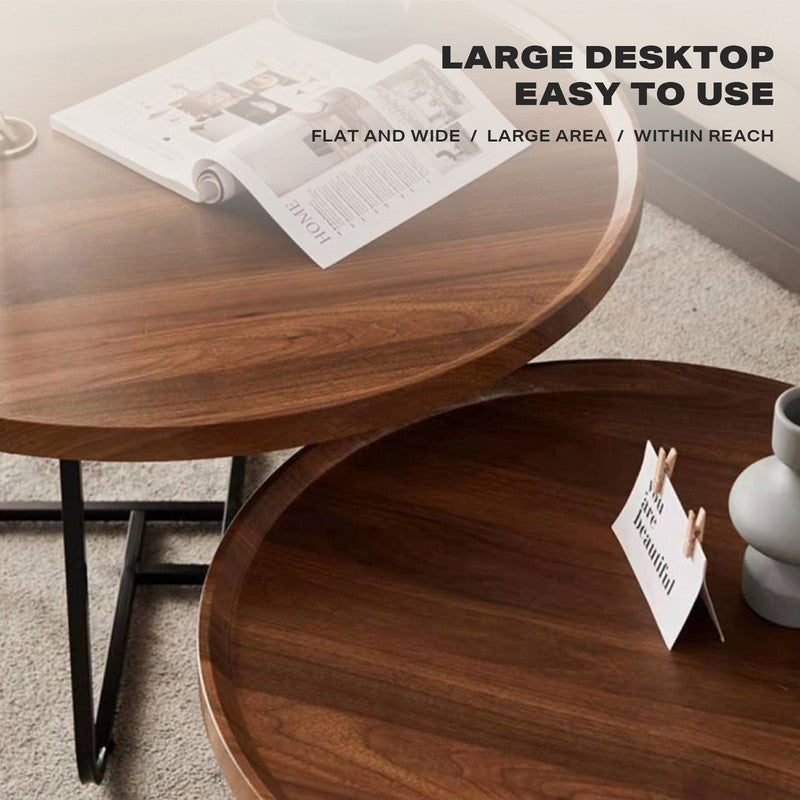 Removable Walnut Round Nesting Coffee Tables - Set of 2-Furniture > Living Room > Coffee Tables-Nomica Living