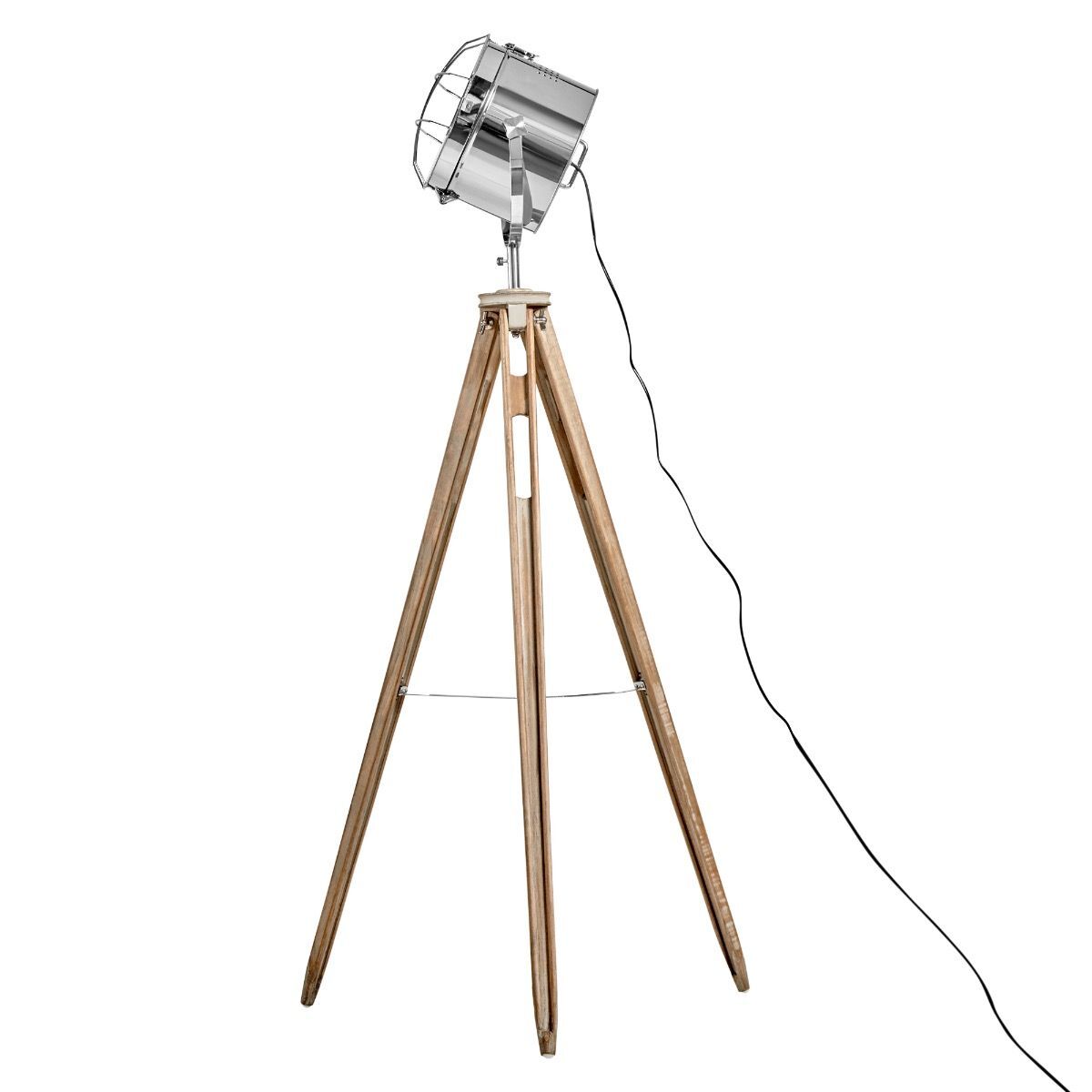 Nautical Tripod Floor Lamp Search Light Modern Chrome Head with Mesh-Home & Garden > Lighting > Floor Lamps-Nomica Living