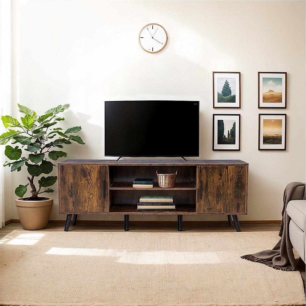 Mid-Century Modern TV Stand with Storage - Walnut Finish-Furniture > Living Room > TV Units-Nomica Living