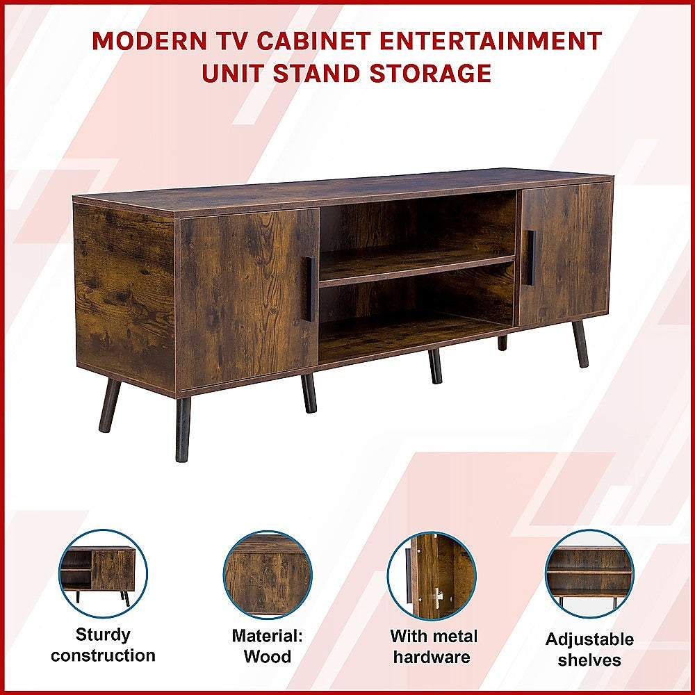 Mid-Century Modern TV Stand with Storage - Walnut Finish-Furniture > Living Room > TV Units-Nomica Living
