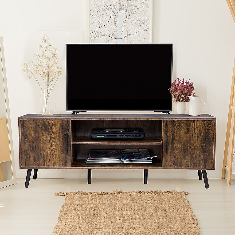 Mid-Century Modern TV Stand with Storage - Walnut Finish-Furniture > Living Room > TV Units-Nomica Living
