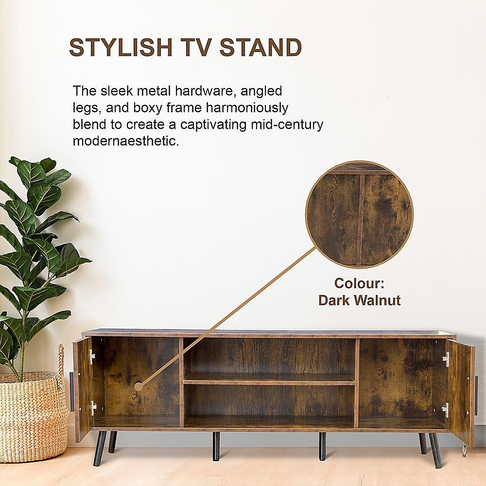 Mid-Century Modern TV Stand with Storage - Walnut Finish-Furniture > Living Room > TV Units-Nomica Living