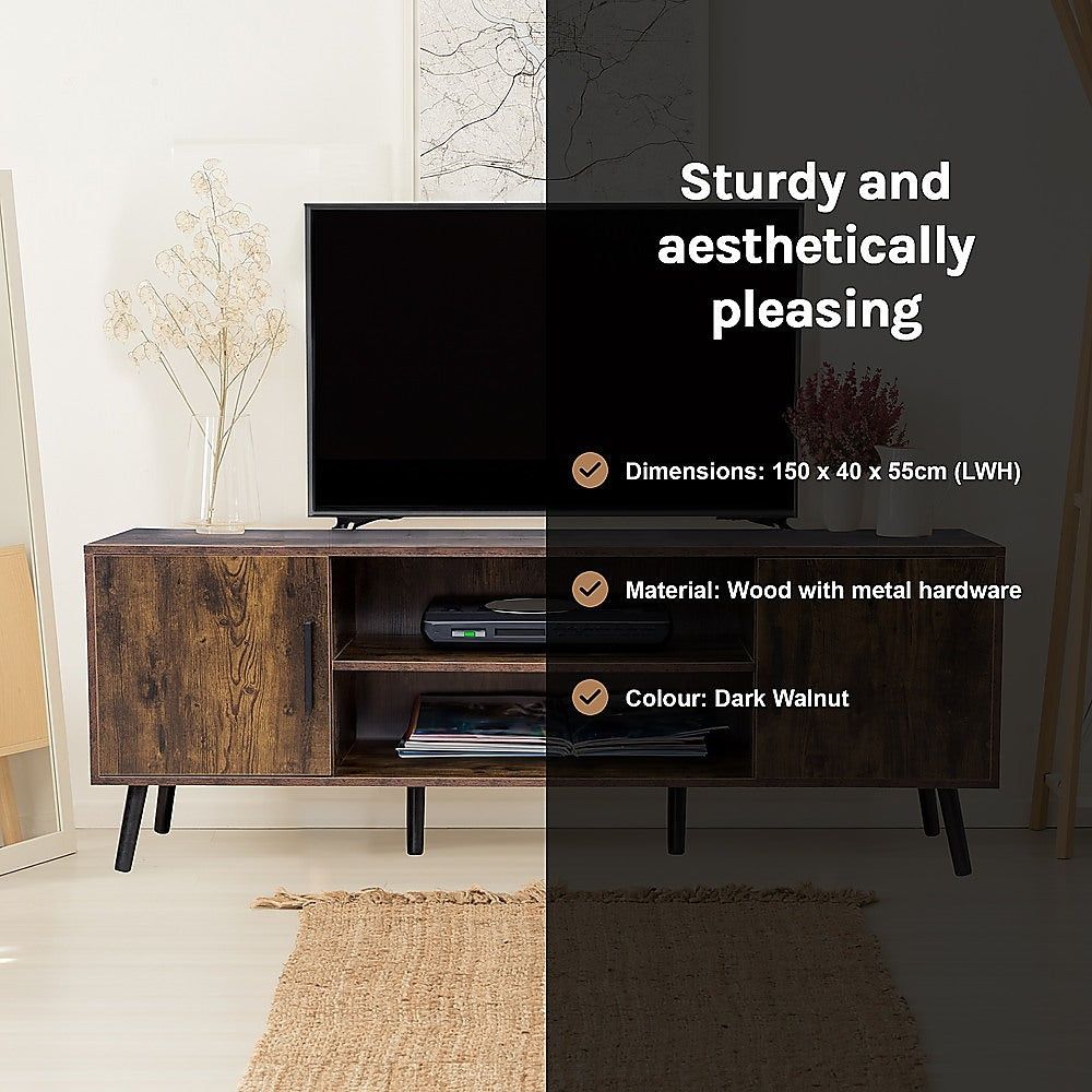 Mid-Century Modern TV Stand with Storage - Walnut Finish-Furniture > Living Room > TV Units-Nomica Living