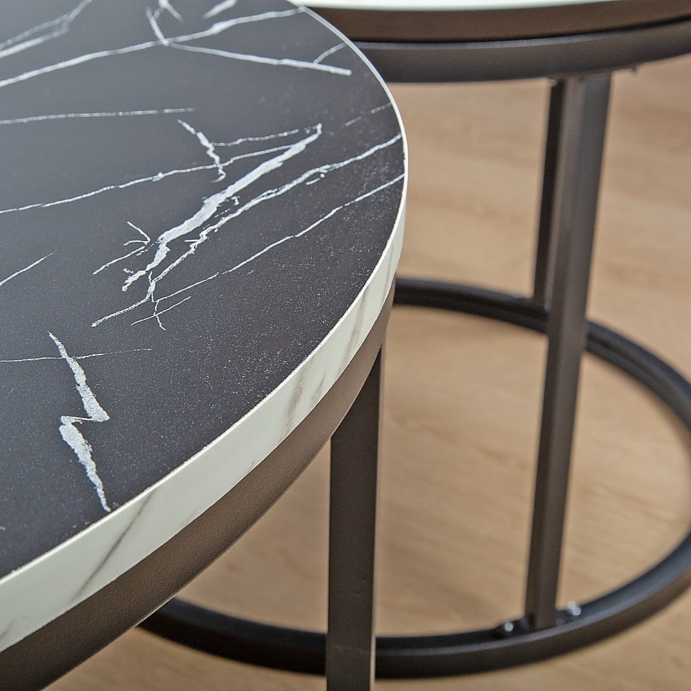 Round Marble Nesting Coffee Tables - Side Furniture Set-Furniture > Living Room > Coffee Tables-Nomica Living