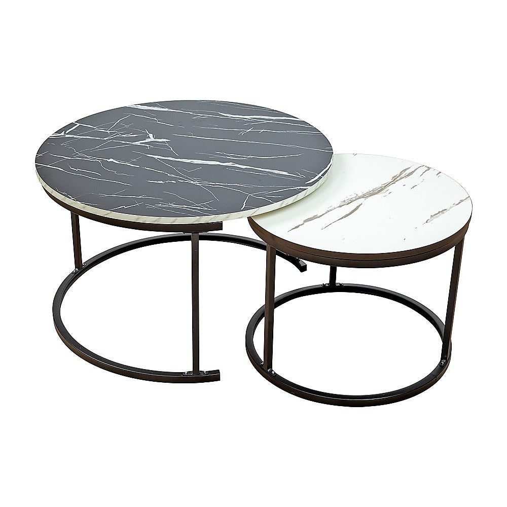 Round Marble Nesting Coffee Tables - Side Furniture Set-Furniture > Living Room > Coffee Tables-Nomica Living