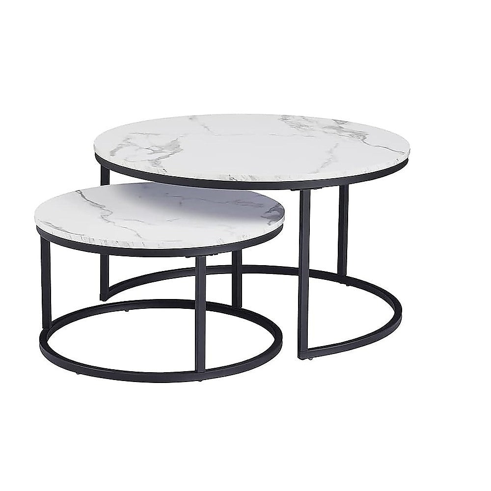 Round Marble Nesting Coffee Tables - Side Furniture Set-Furniture > Living Room > Coffee Tables-Nomica Living
