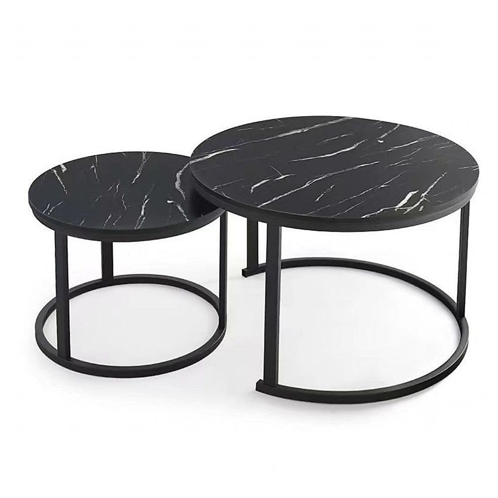 Round Marble Nesting Coffee Tables - Side Furniture Set-Furniture > Living Room > Coffee Tables-Nomica Living