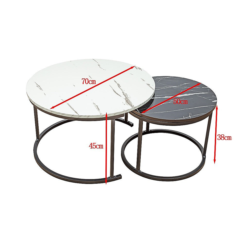 Round Marble Nesting Coffee Tables - Side Furniture Set-Furniture > Living Room > Coffee Tables-Nomica Living