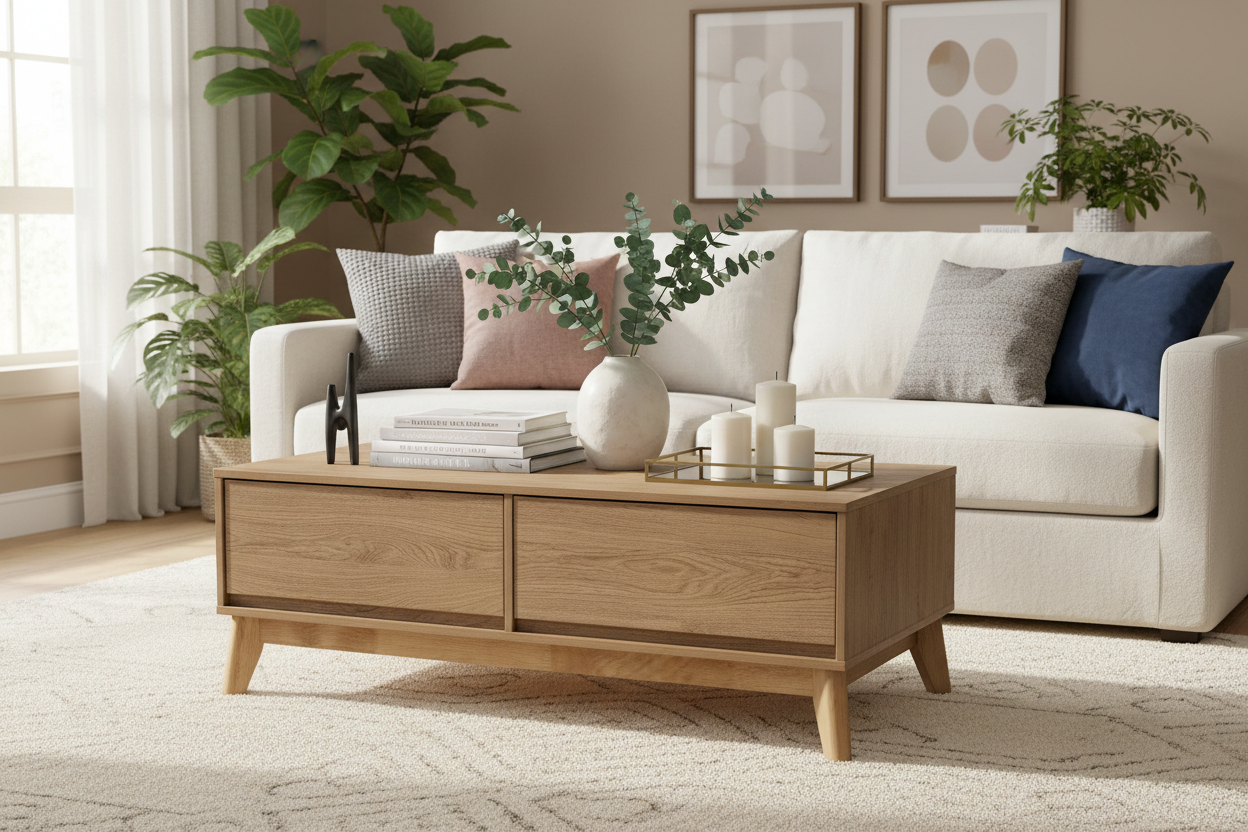 Hirado Oak Coffee Table with 2 Drawers