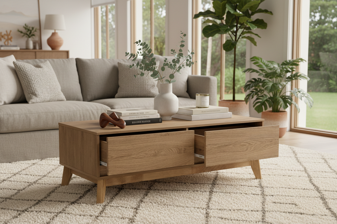 Hirado Oak Coffee Table with 2 Drawers