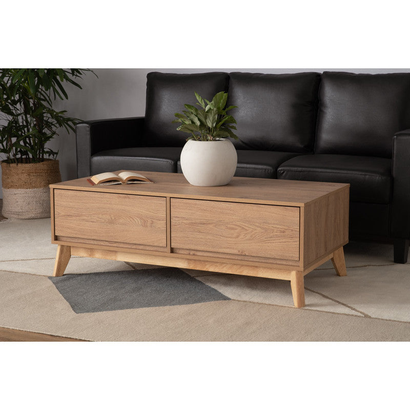 Hirado Coffee Table with Storage Drawers - Natural Finish-Furniture > Living Room > Coffee Tables-Nomica Living