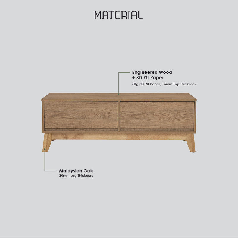 Hirado Coffee Table with Storage Drawers - Natural Finish-Furniture > Living Room > Coffee Tables-Nomica Living