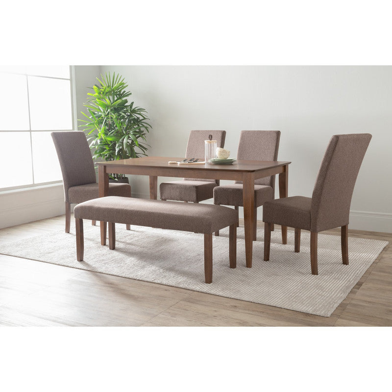 6-Piece Cocoa Dining Set with 4 Mesi Chairs and Bench