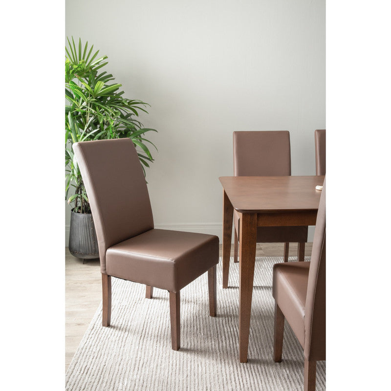 6-Piece Cocoa Dining Set with 4 Mesi Chairs and Bench