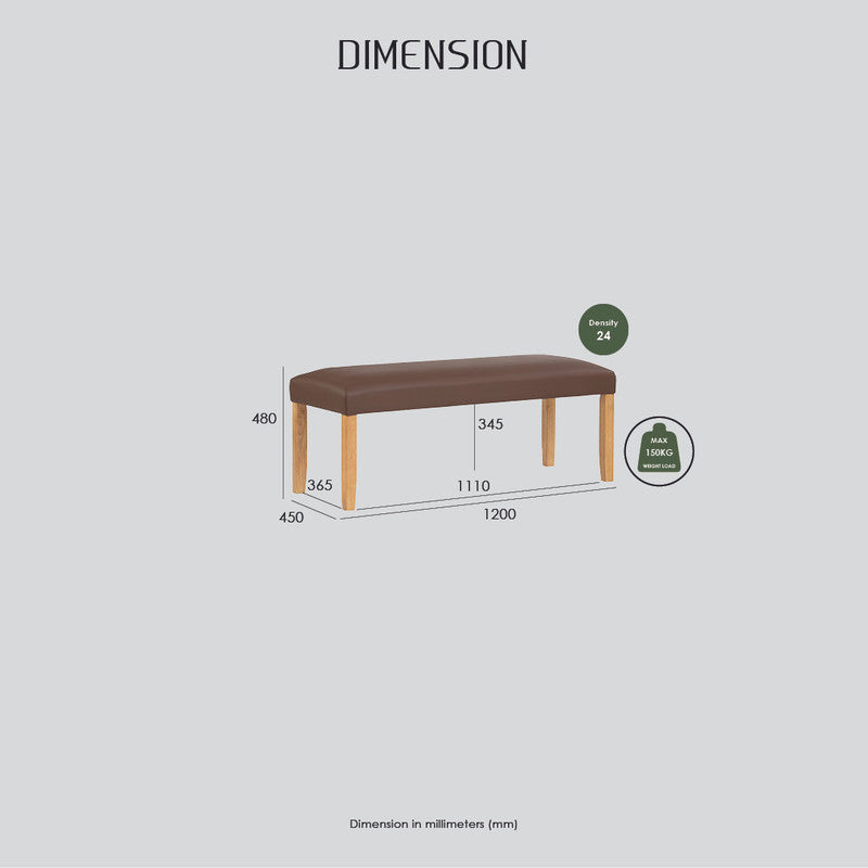 6-Piece Cocoa Dining Set with 4 Mesi Chairs and Bench