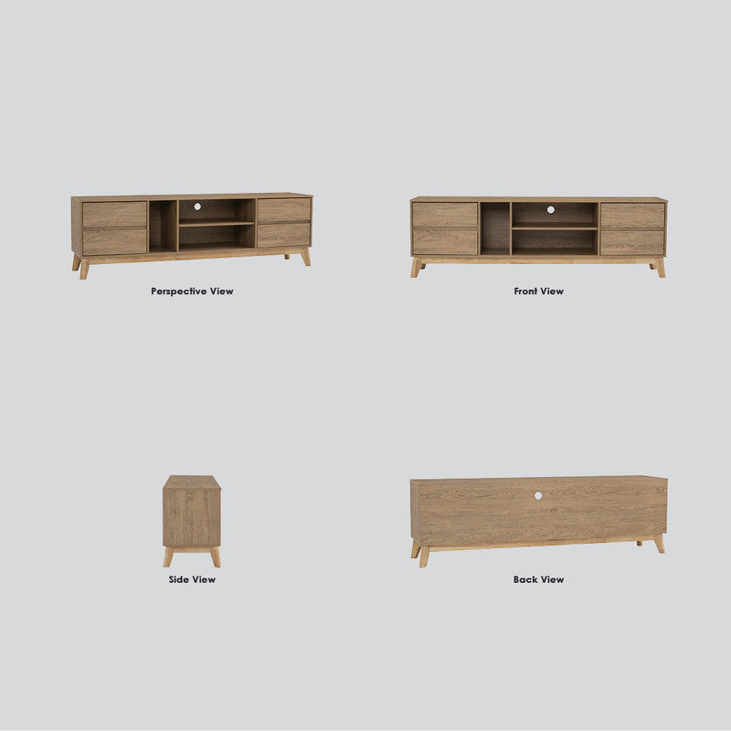 Hirado Entertainment TV Unit with Storage - Natural Wood Finish-Furniture > Living Room > TV Units-Nomica Living