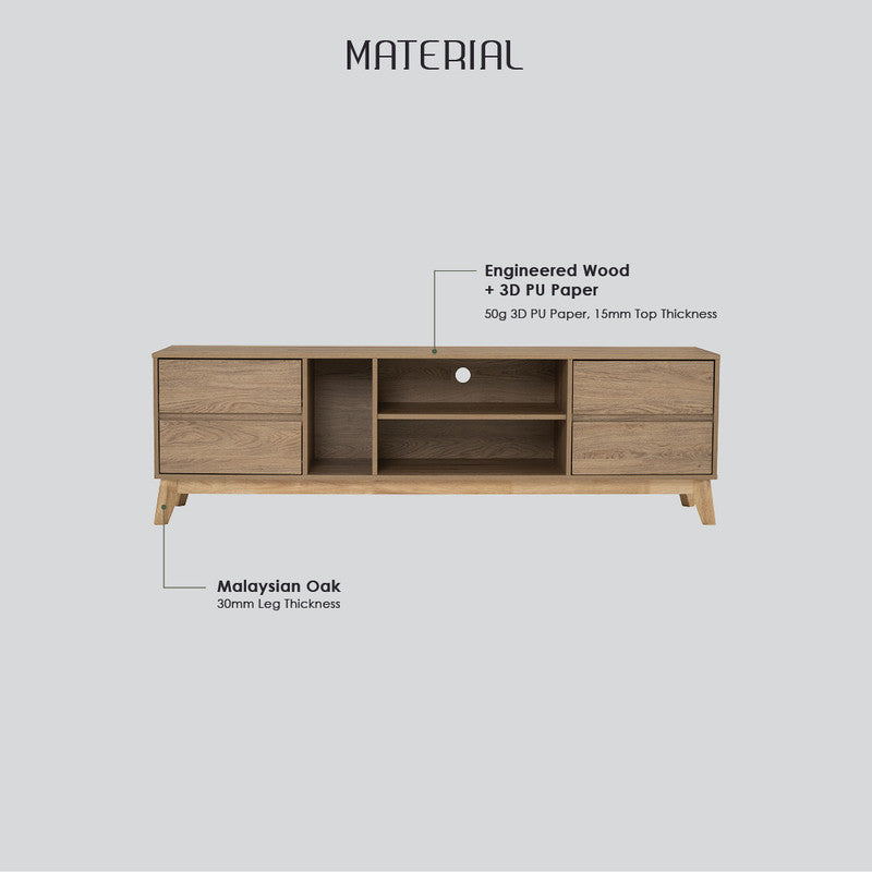 Hirado Entertainment TV Unit with Storage - Natural Wood Finish-Furniture > Living Room > TV Units-Nomica Living
