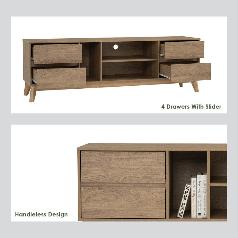 Hirado Entertainment TV Unit with Storage - Natural Wood Finish-Furniture > Living Room > TV Units-Nomica Living