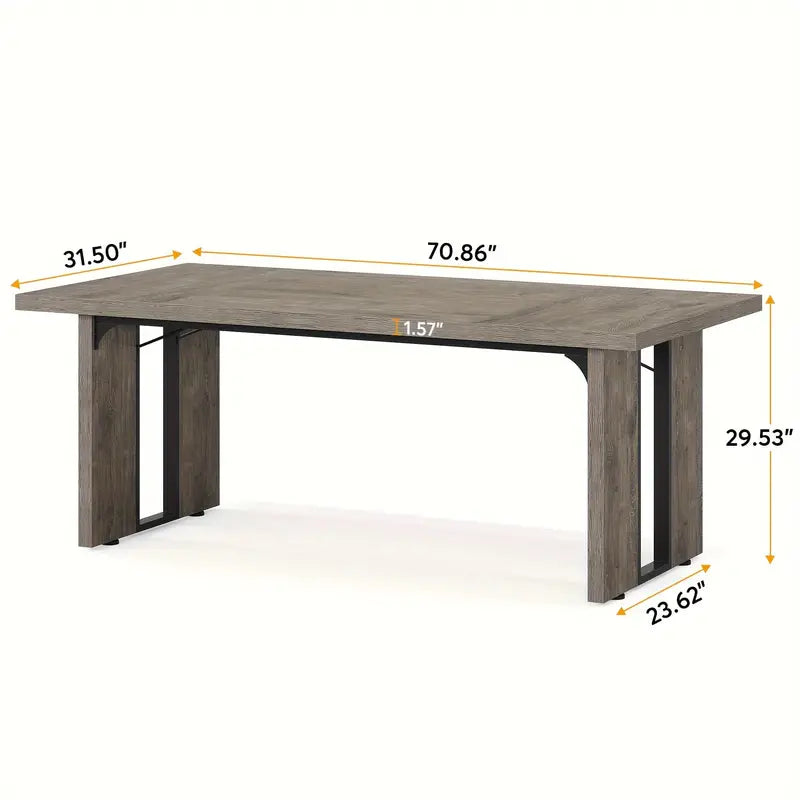 Rustic Rectangular Dining Table - 180cm Solid Wood Farmhouse Style Furniture