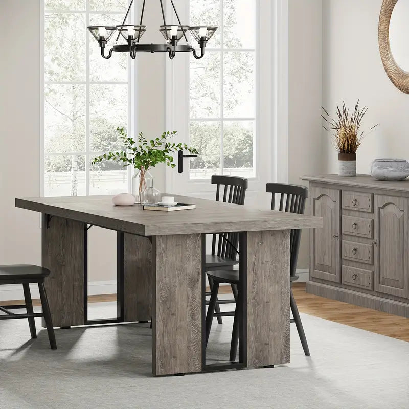Rustic Rectangular Dining Table - 180cm Solid Wood Farmhouse Style Furniture