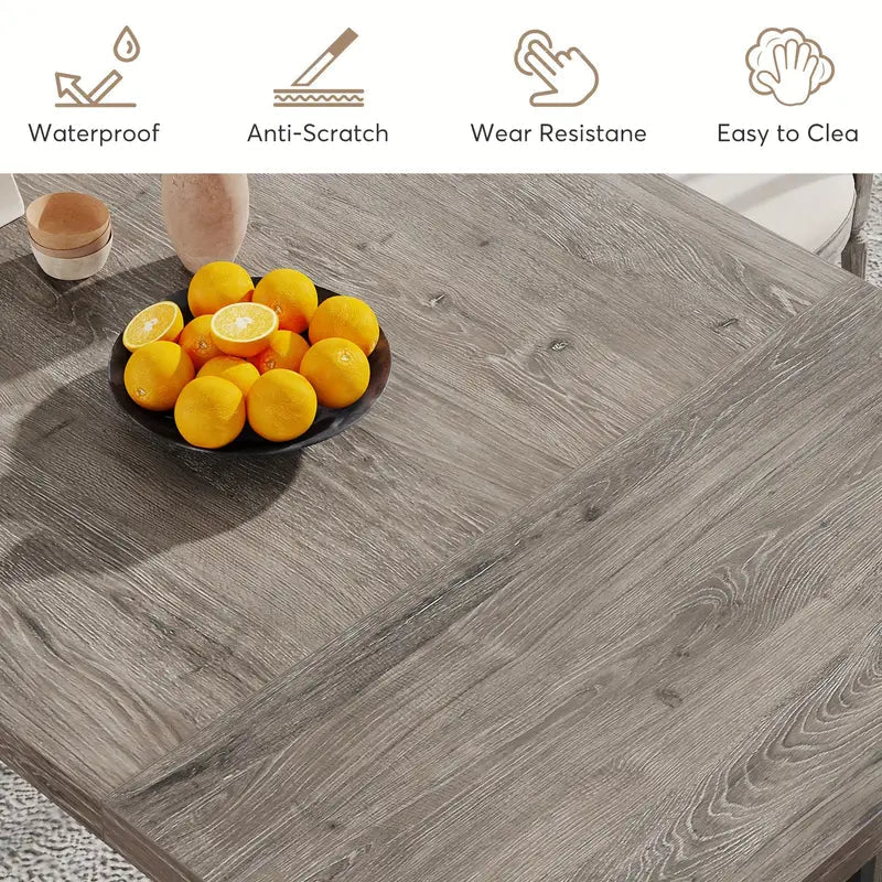 Rustic Rectangular Dining Table - 180cm Solid Wood Farmhouse Style Furniture