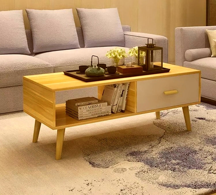 Modern Coffee Table with Drawer & Open Shelf Storage-Furniture > Living Room > Coffee Tables-Nomica Living