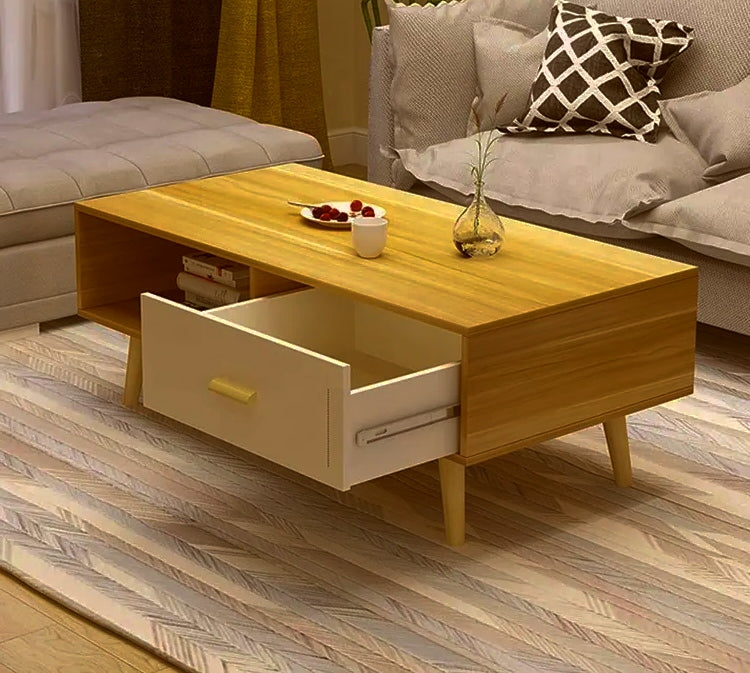Modern Coffee Table with Drawer & Open Shelf Storage-Furniture > Living Room > Coffee Tables-Nomica Living