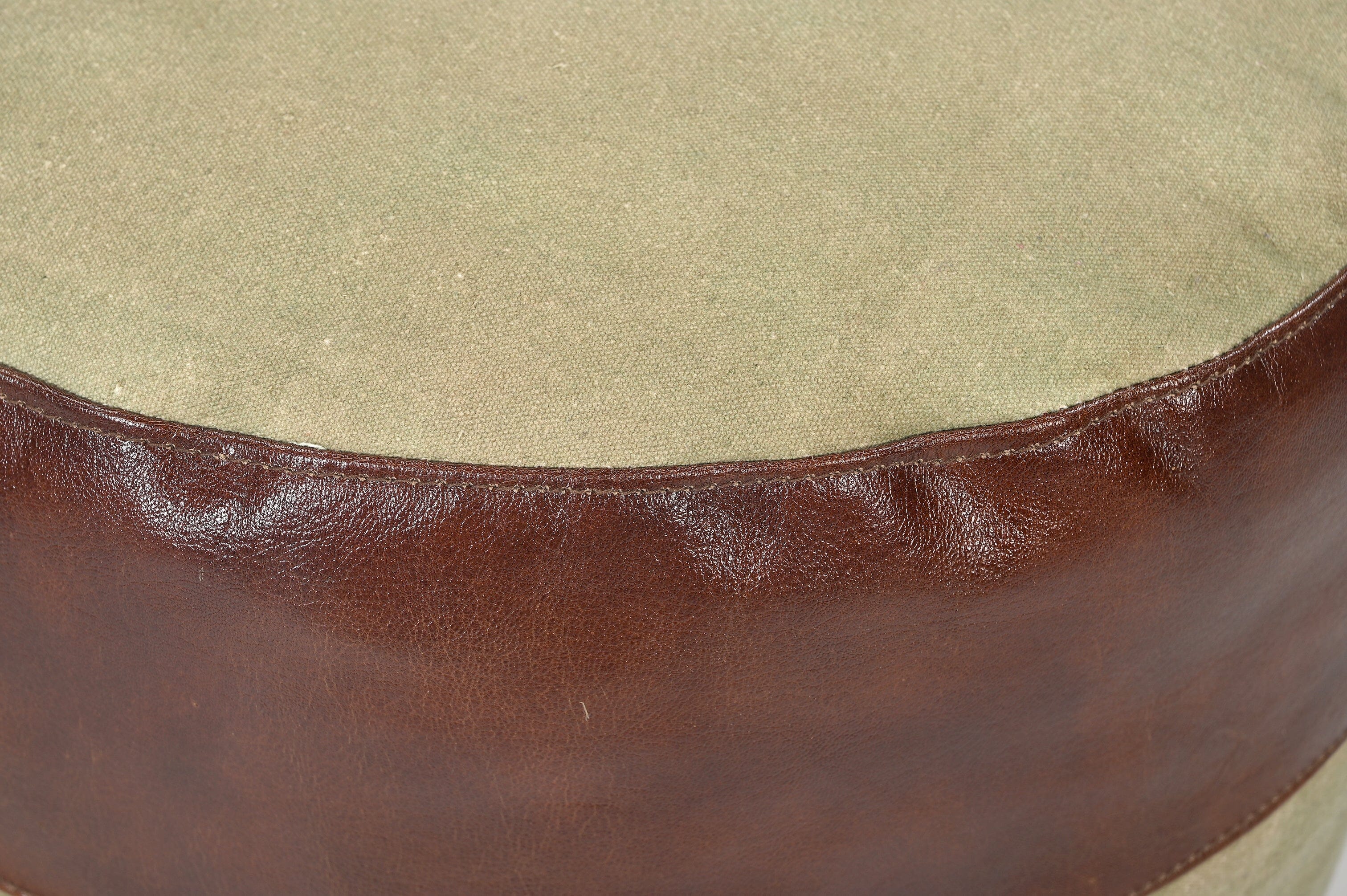 Artisan Round Leather Ottoman - Hand-Crafted Circular Seating-Furniture > Living Room > Ottomans & Footstools-Nomica Living