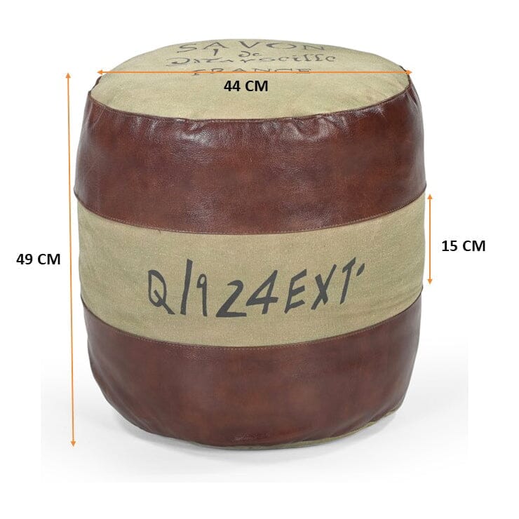 Artisan Round Leather Ottoman - Hand-Crafted Circular Seating-Furniture > Living Room > Ottomans & Footstools-Nomica Living