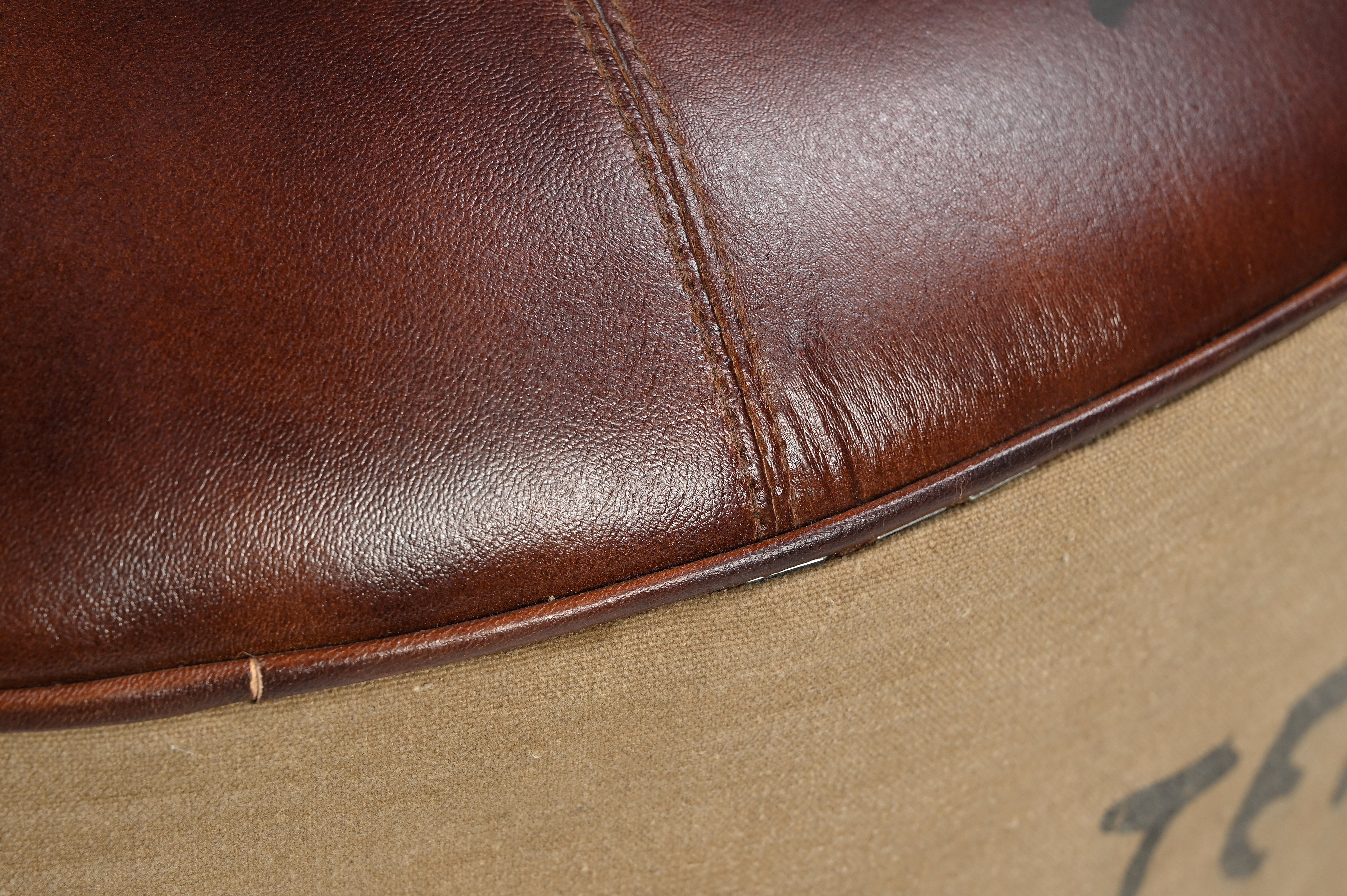 Vintage Round Leather Ottoman - Timeless Antique-Inspired Seating-Furniture > Living Room > Ottomans & Footstools-Nomica Living