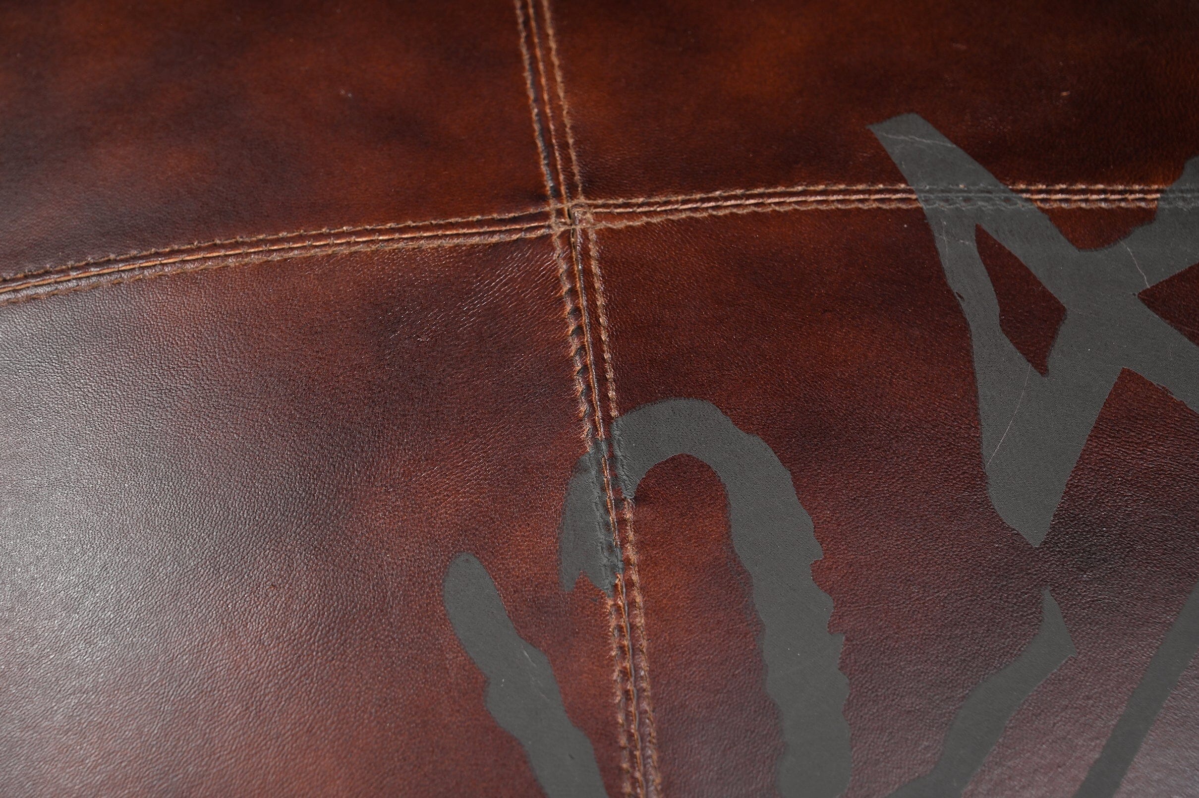 Vintage Round Leather Ottoman - Timeless Antique-Inspired Seating-Furniture > Living Room > Ottomans & Footstools-Nomica Living