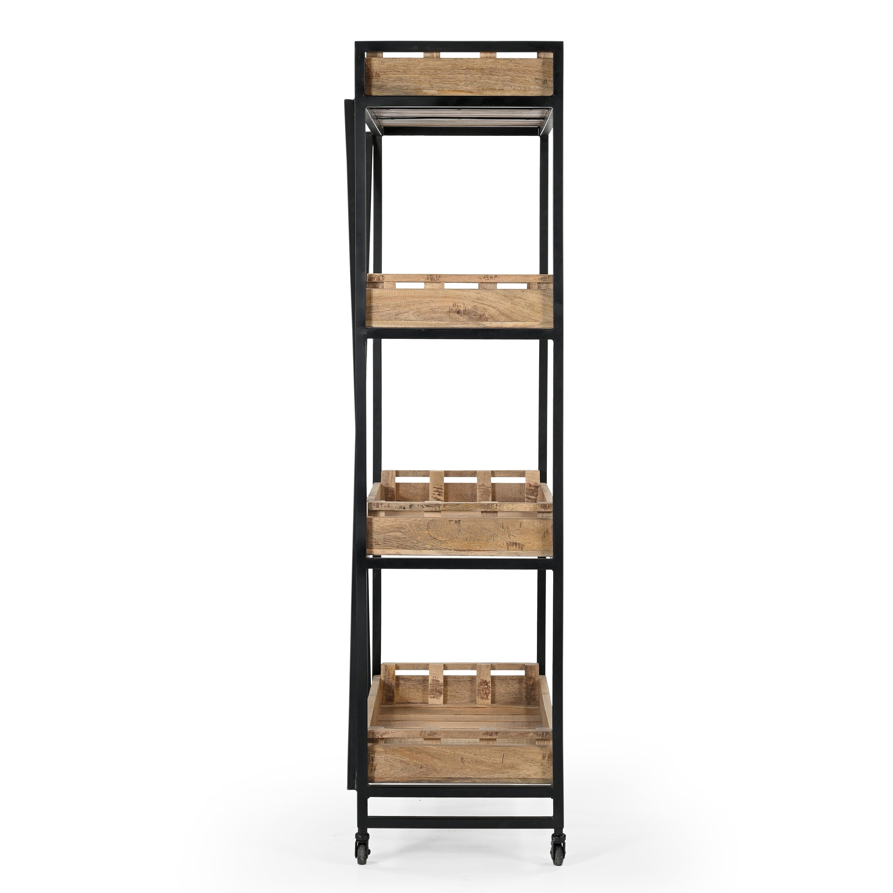 Industrial Bistrot de France Bookcase on Wheels