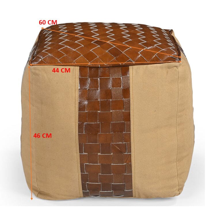 Urban Explorer Leather Canvas Ottoman - Rugged Comfort-Furniture > Living Room > Ottomans & Footstools-Nomica Living