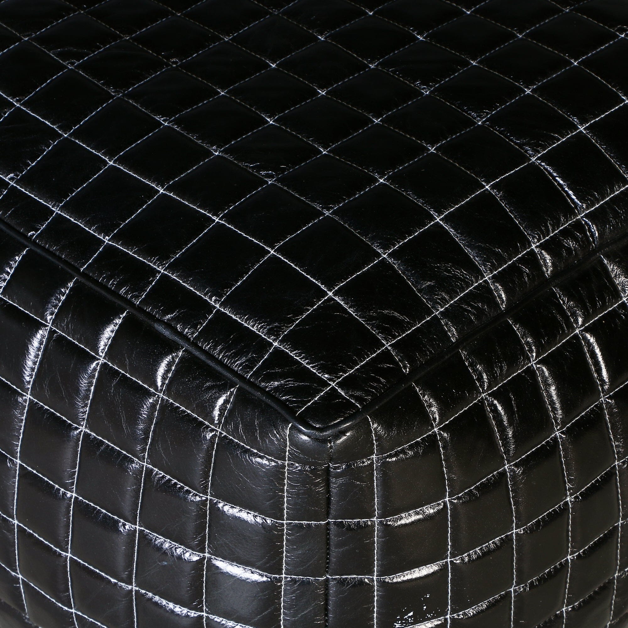 Sleek Black Leather Ottoman - Modern Minimalist Accent Piece-Furniture > Living Room > Ottomans & Footstools-Nomica Living