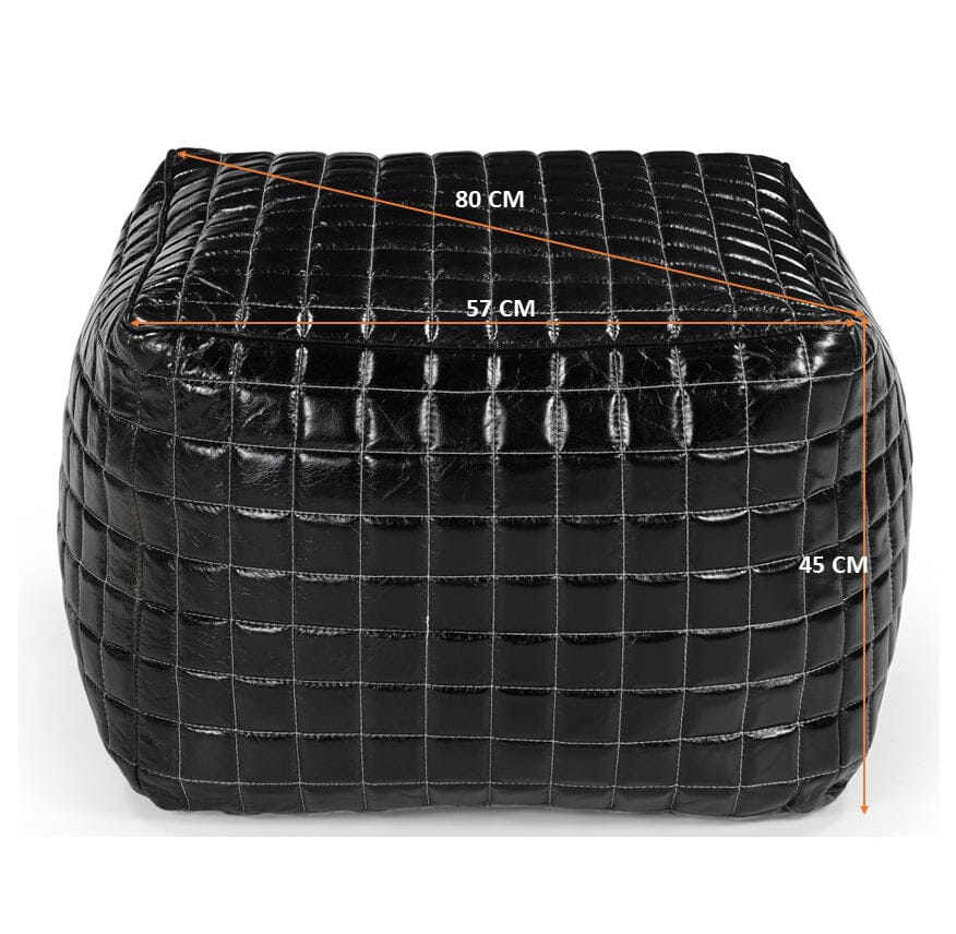 Sleek Black Leather Ottoman - Modern Minimalist Accent Piece-Furniture > Living Room > Ottomans & Footstools-Nomica Living