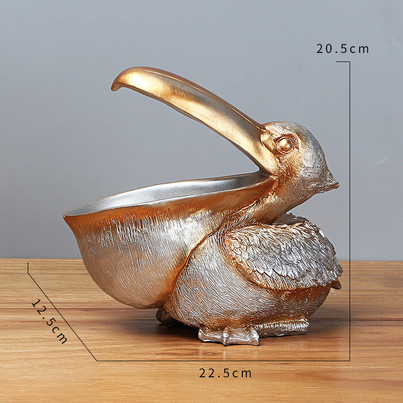 Silver Pelican Resin Decor Bowl