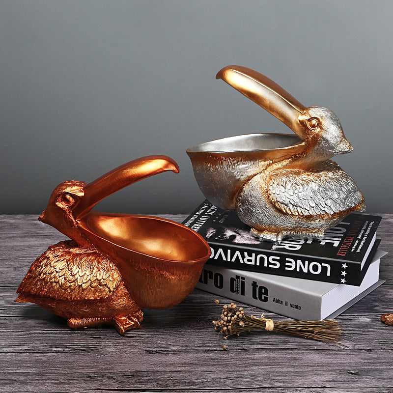 Silver Pelican Resin Decor Bowl