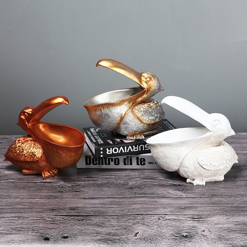 Silver Pelican Resin Decor Bowl