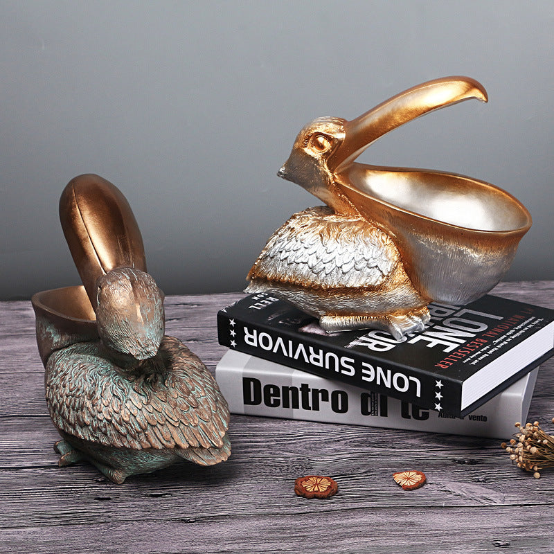 Silver Pelican Resin Decor Bowl