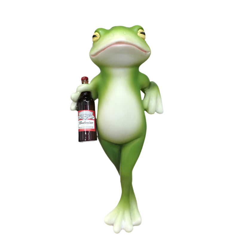 Set of 2 Green Realistic Standing Frog Pot Hangers