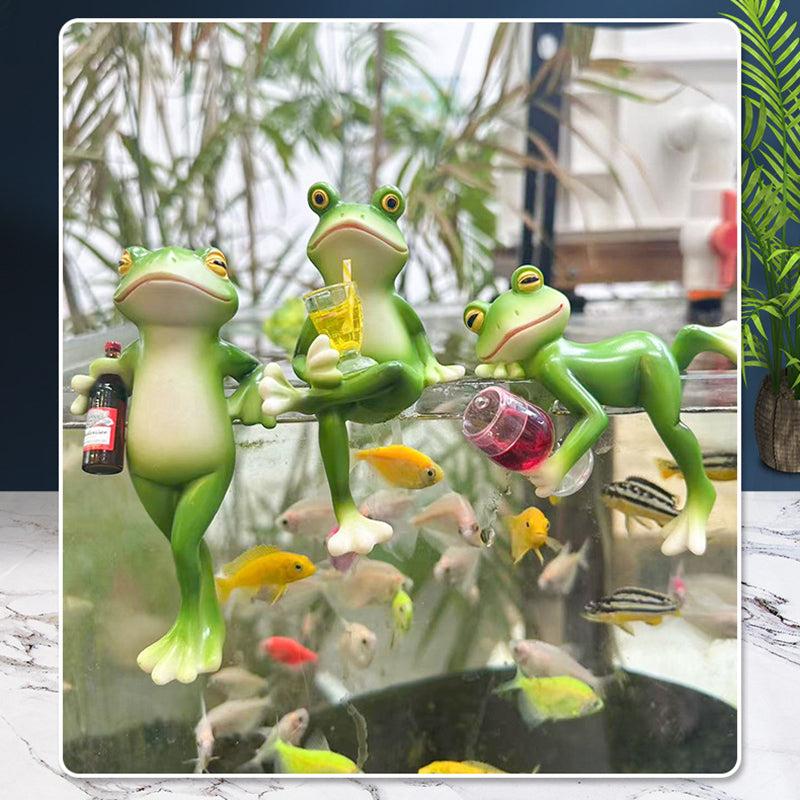 Set of 2 Green Realistic Standing Frog Pot Hangers