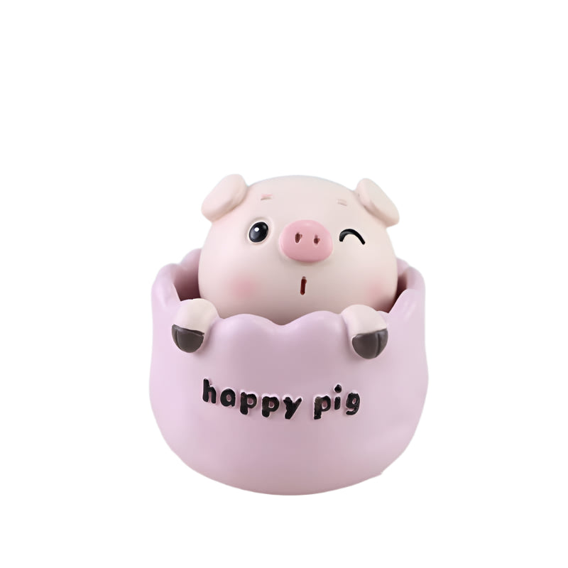 Set of 2 Pink Pig Head Bobblehead Car Ornaments
