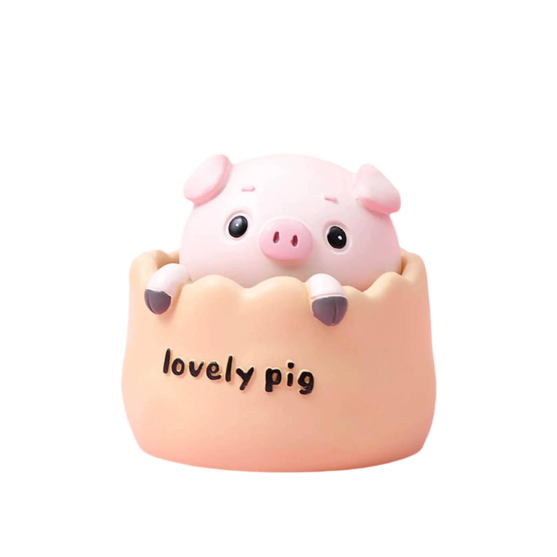 Set of 2 Yellow Pig Head Bobblehead Car Ornaments